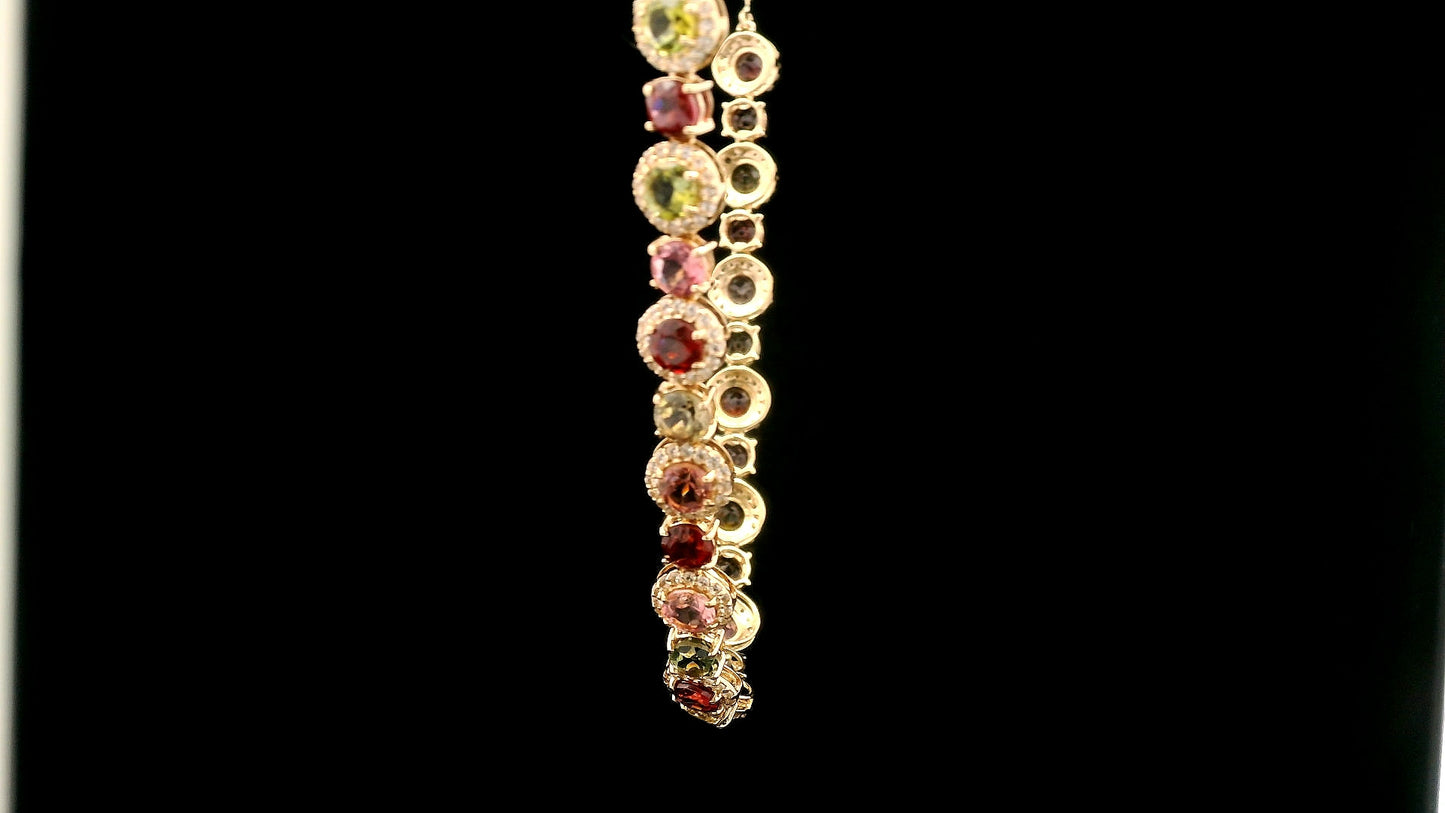 7.39 Ct Round Tourmaline 14K Gold Necklace