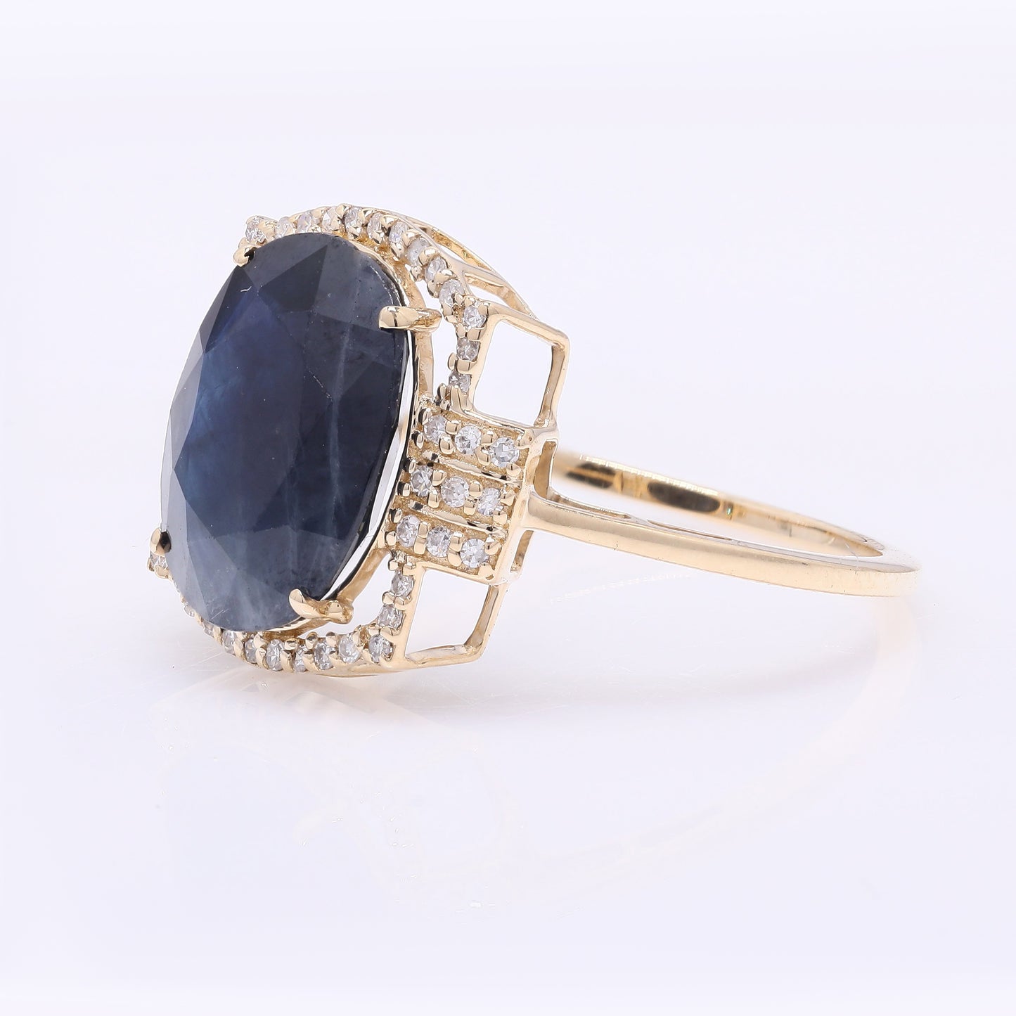 5.04 Ct Oval Mixed Cut Natural Sapphire 14K Gold Ring