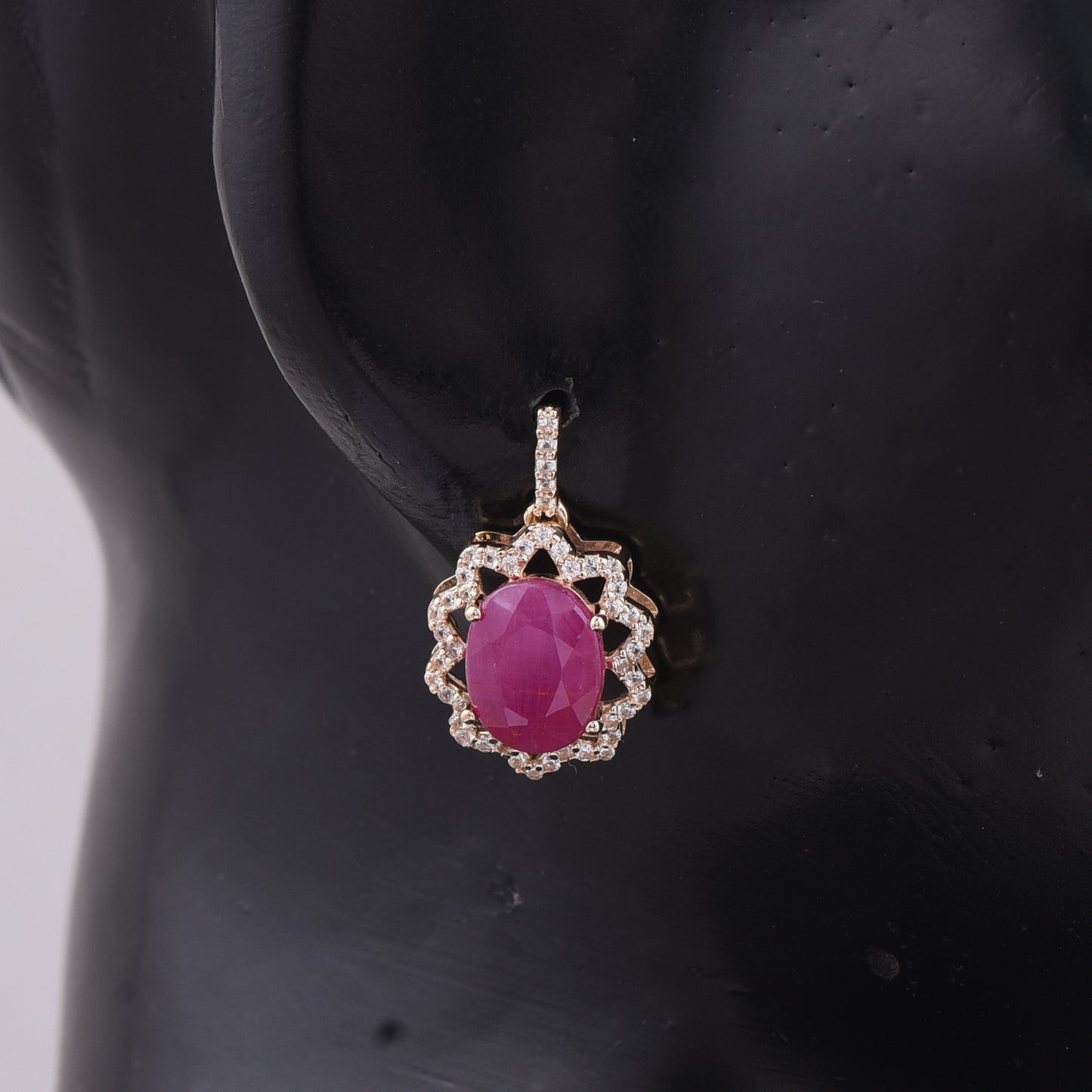 4.58 Ct Oval Ruby 9K Gold Earrings