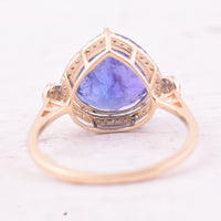 4.44 Ct Pear Mixed Cut Natural Tanzanite 14K Gold Ring