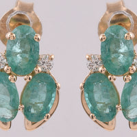 1.58 Ct Oval Natural Emerald 14K Gold Earrings