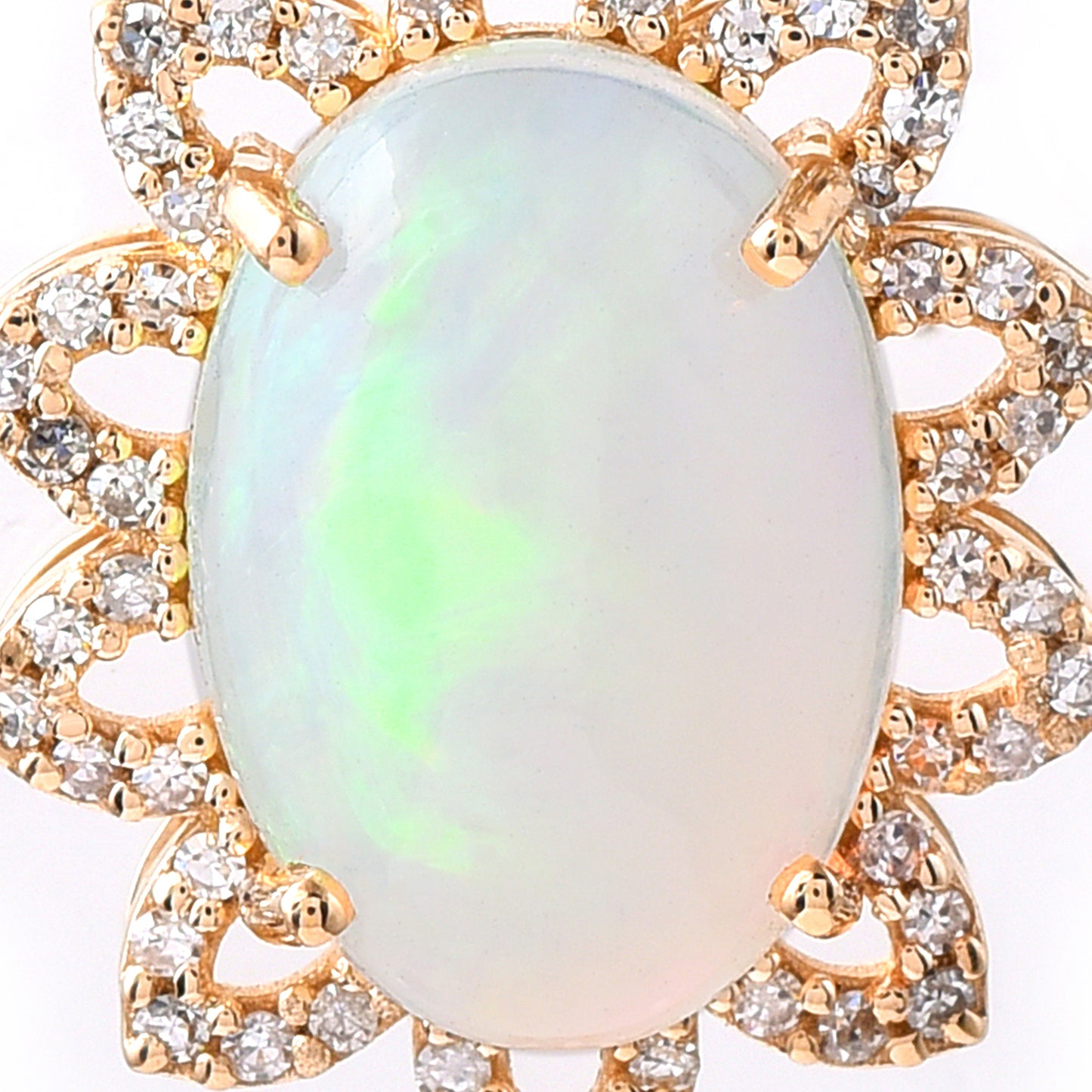 2.35 Ct Oval Cabochon Cut Natural Opal 14K Gold Pendant