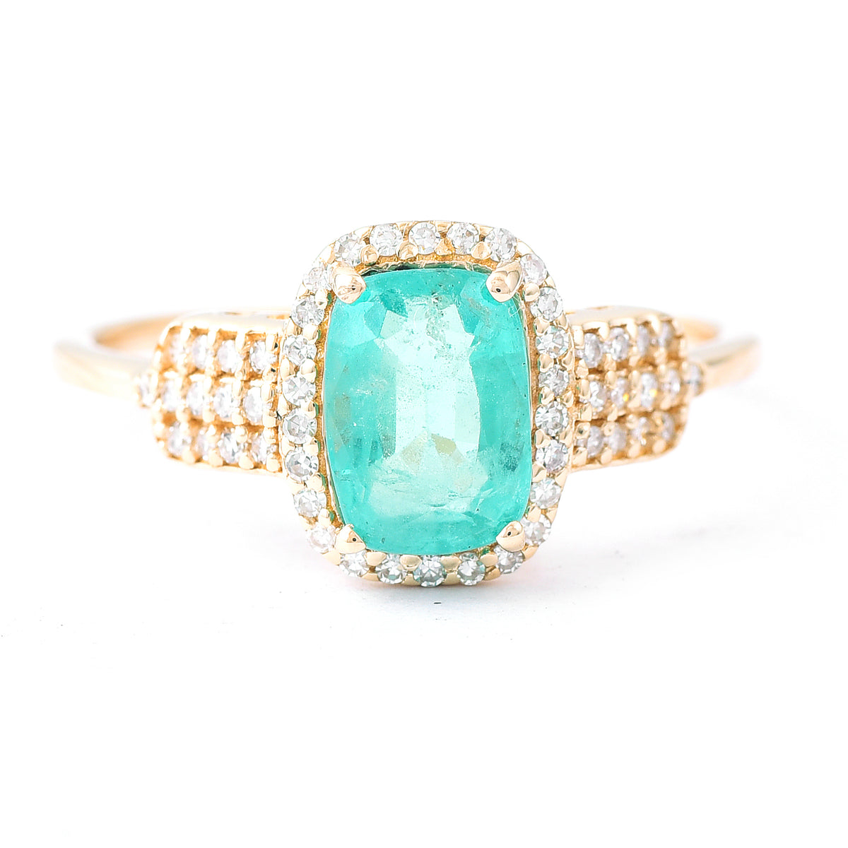 1.36 Ct Oval Mixed Cut Natural Emerald 14K Gold Ring