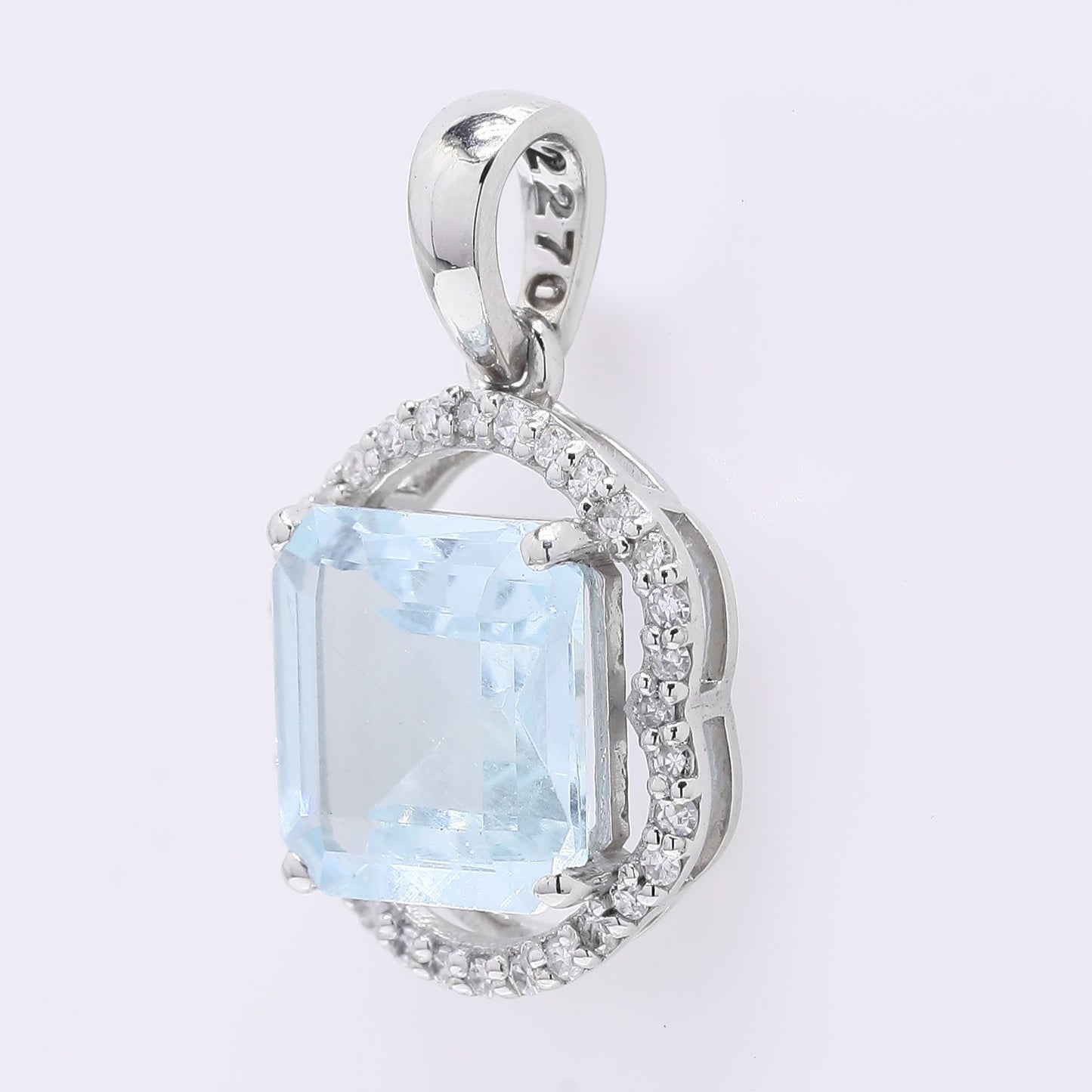 1.95 Ct Octagon Step Cut Natural Aquamarine 950 Platinum Pendant