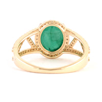 2.55 Ct Oval Cabochon Natural Beryl Emerald 14K Gold Ring