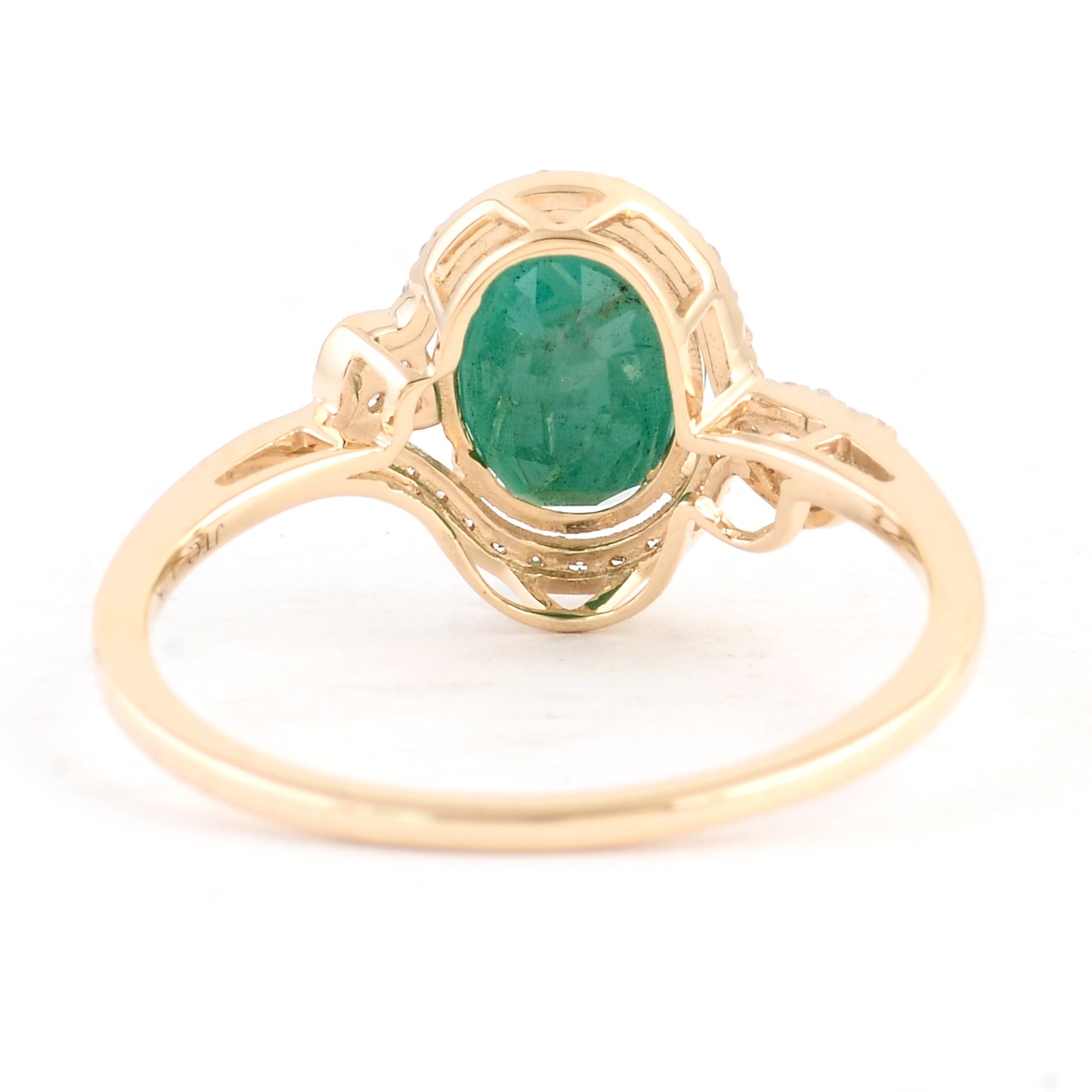 1.52 Ct Oval Mixed Cut Natural Beryl Emerald 14K Gold Ring