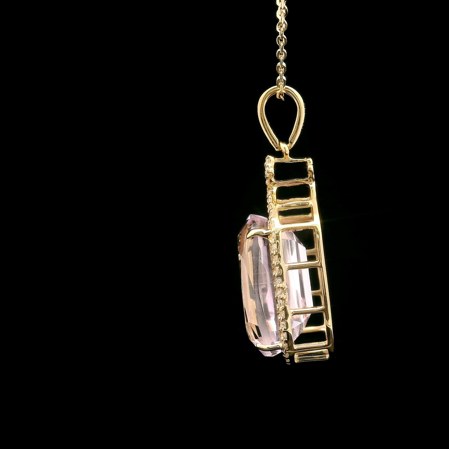 6.74 Ct Cushion Kunzite 14K Gold Pendant