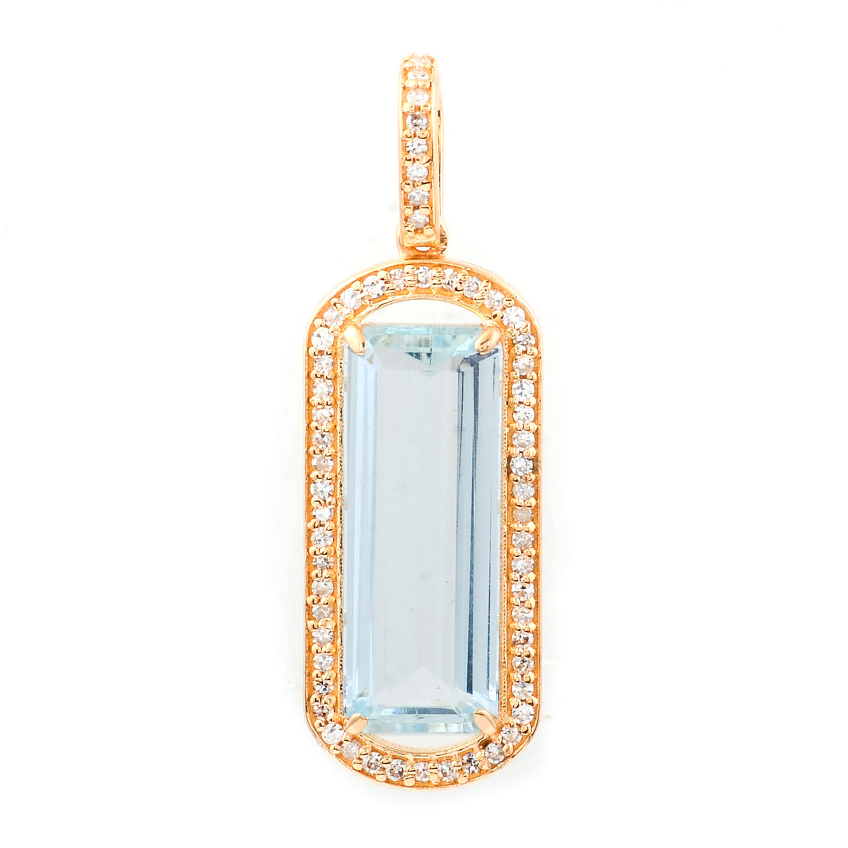 3.14 Ct Octagon Step Cut Natural Aquamarine 14K Gold Pendant