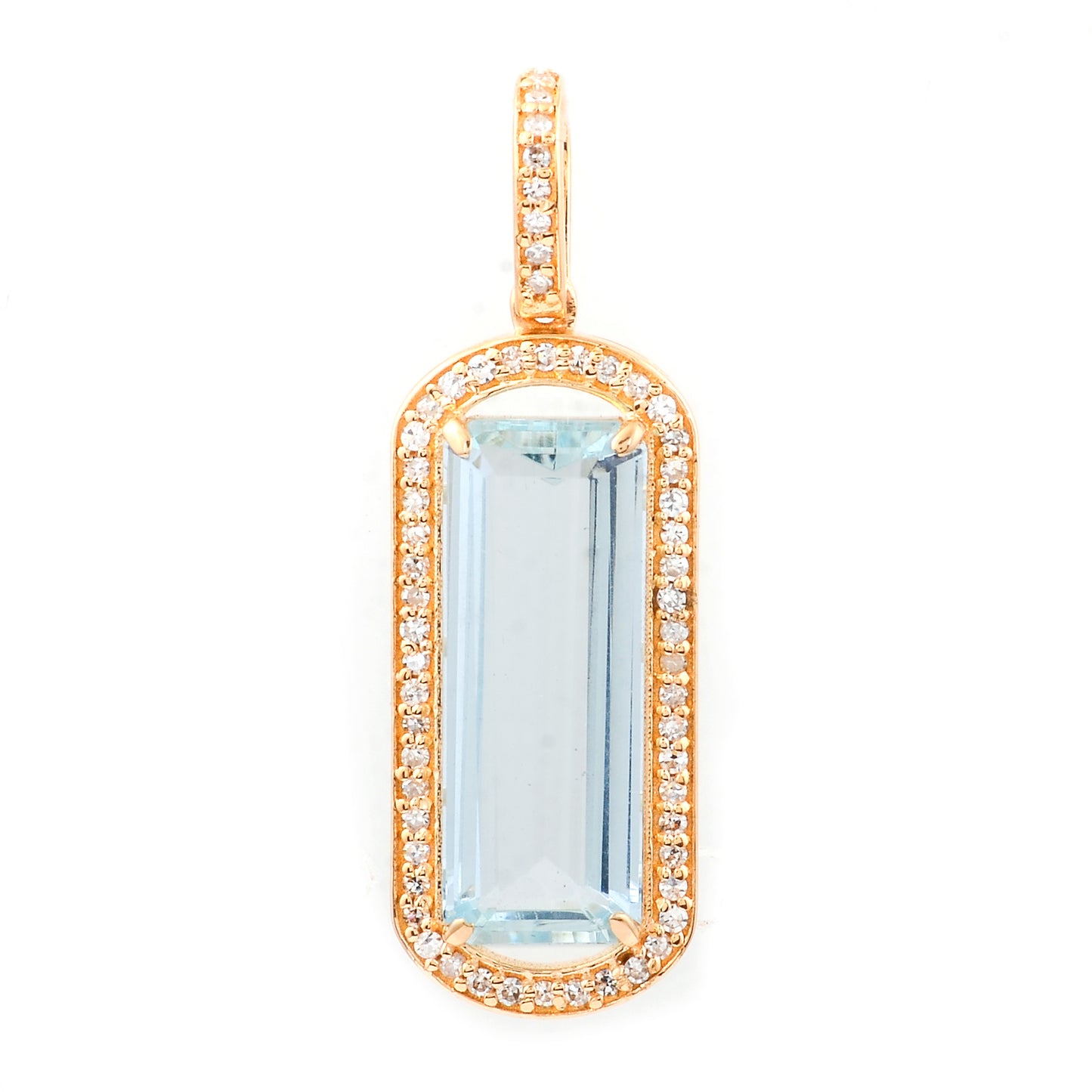 3.14 Ct Octagon Step Cut Natural Aquamarine 14K Gold Pendant
