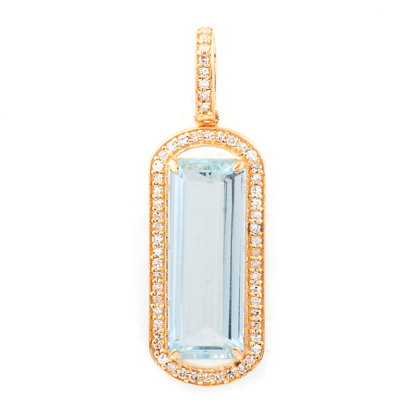 3.14 Ct Octagon Step Cut Natural Aquamarine 14K Gold Pendant