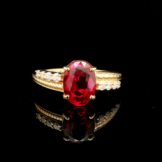 2.21 Ct Oval Mixed Cut Lab Grown Ruby 14K Gold Ring