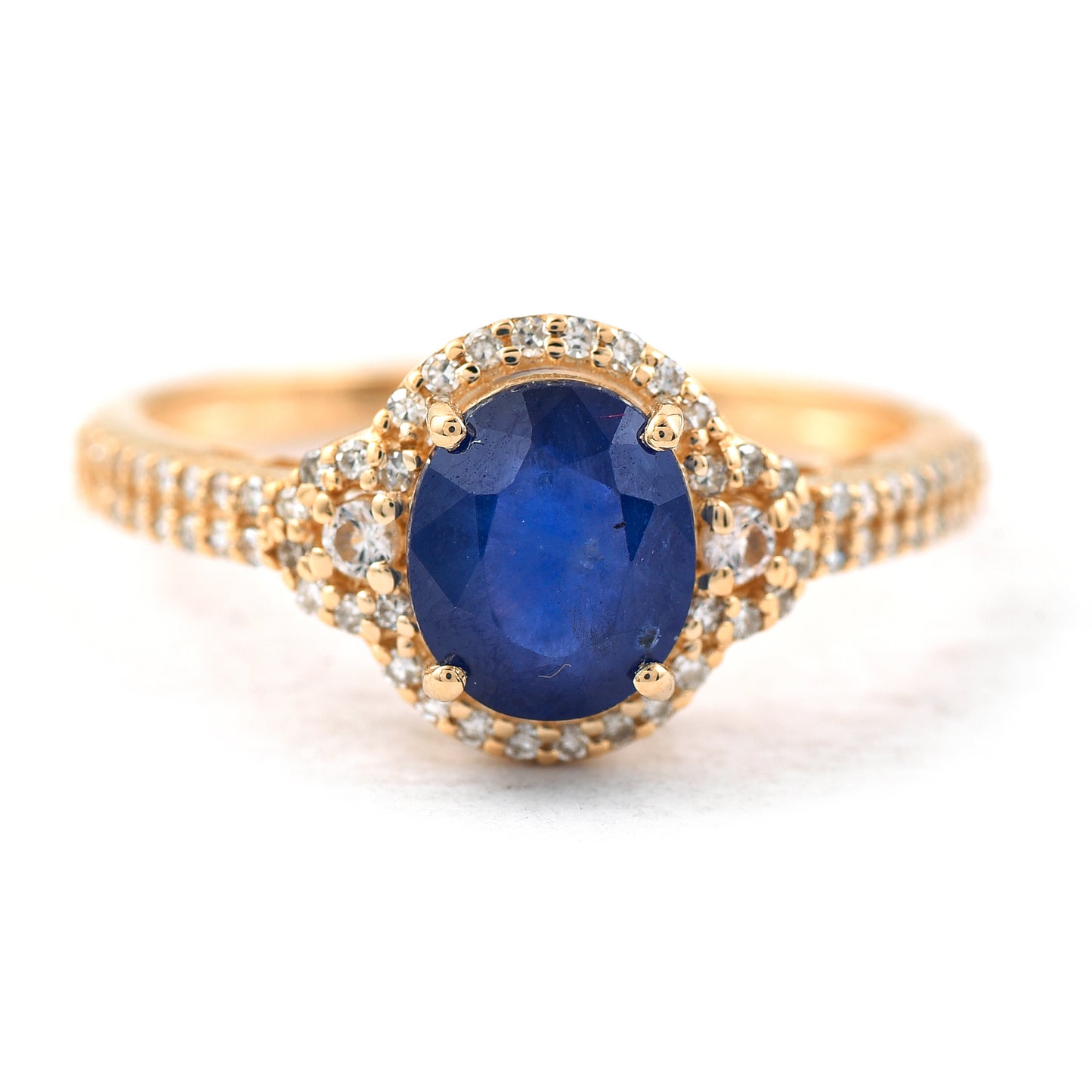 2.11 Ct Oval Mixed Cut Natural Sapphire 14K Gold Ring
