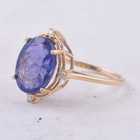 6.72 Ct Oval Natural Tanzanite 14K Gold Ring