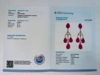 4.39 Ct Pear Natural Ruby 14K Gold Earrings