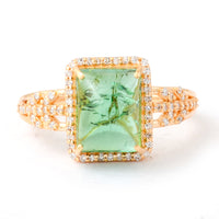 4.31 Ct Cushion Cabochon Cut Natural Tourmaline 14K Gold Ring