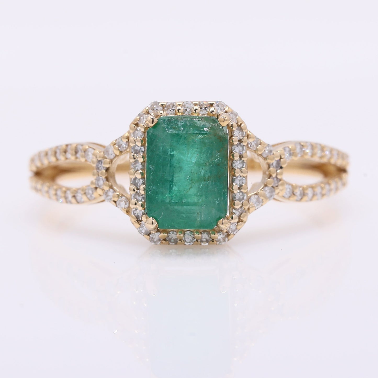 1.38 Ct Octagon Step Cut Natural Emerald 14K Gold Ring