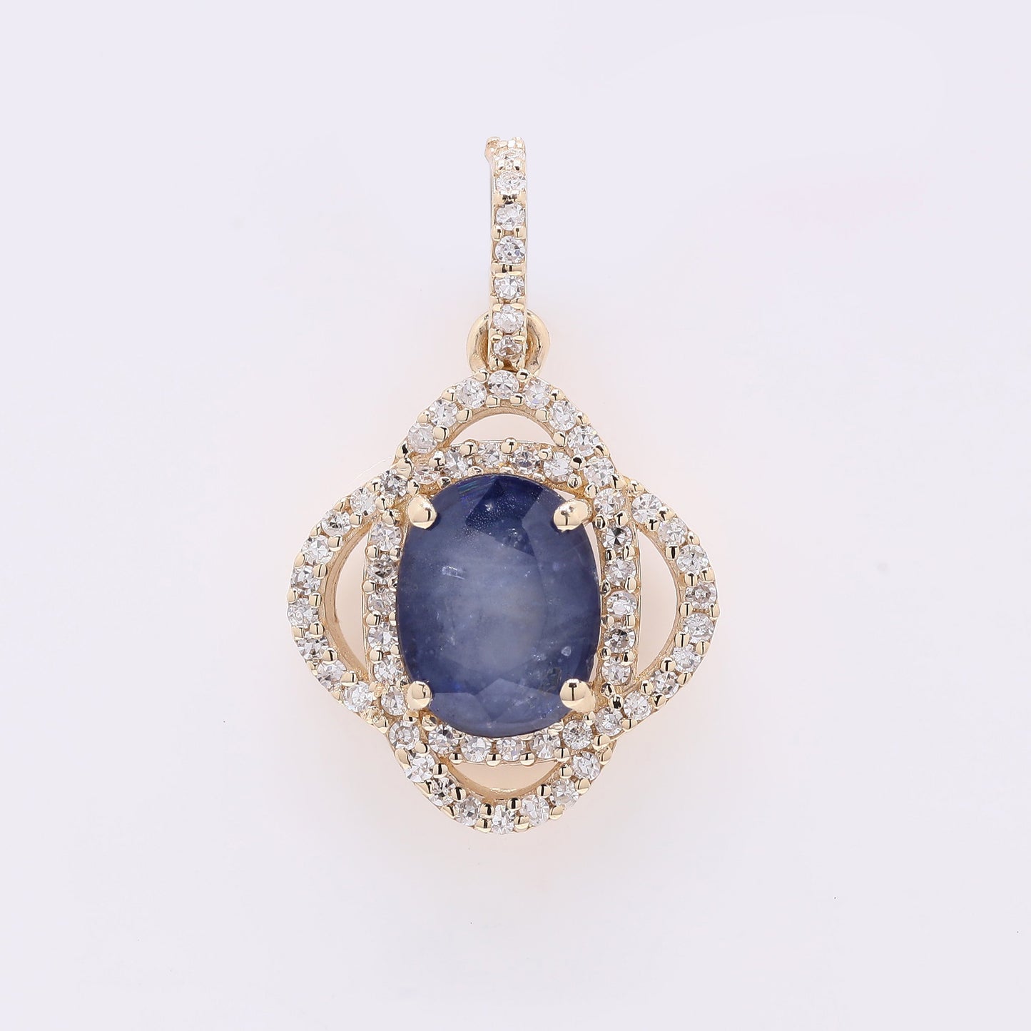 1.75 Ct Oval Mixed Cut Natural Sapphire 14K Gold Pendant