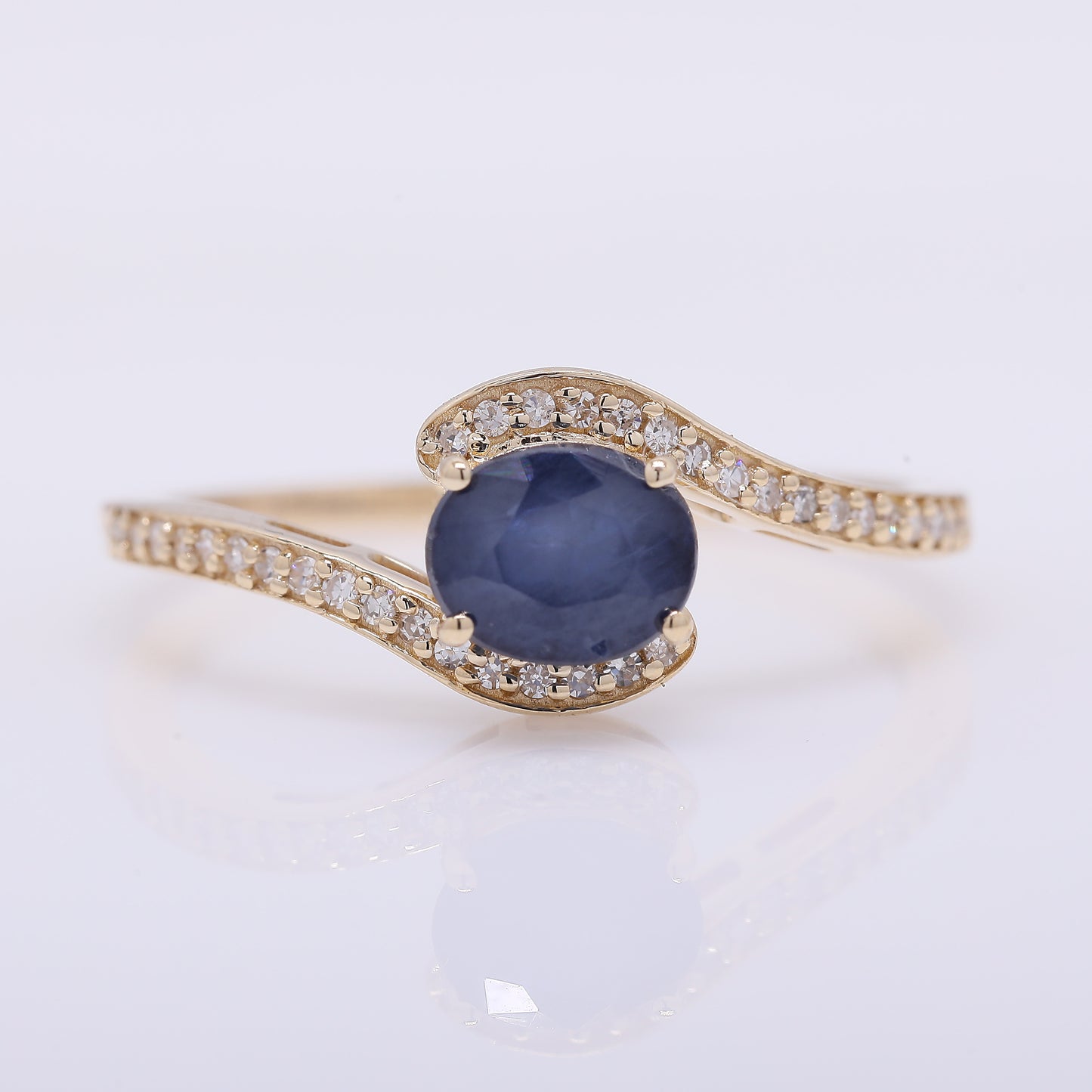 1.22 Ct Oval Mixed Cut Natural Sapphire 14K Gold Ring