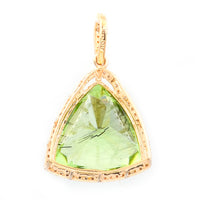 13.73 Ct Trillion Natural Eridot 14K Gold Pendant