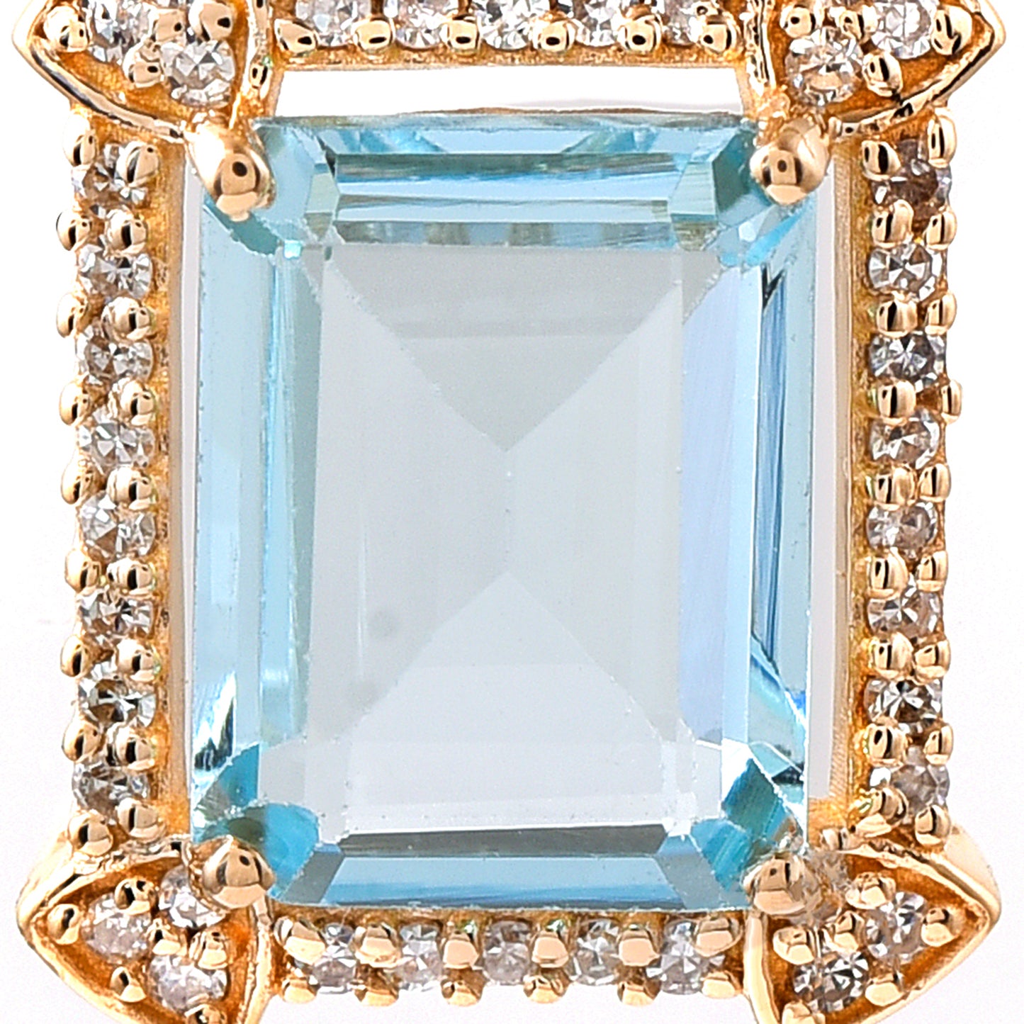 2.03 Ct Octagon Step Cut Natural Aquamarine 14K Gold Pendant
