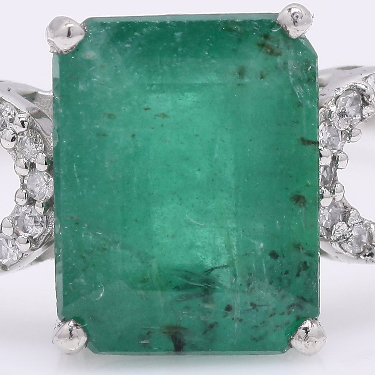 1.95 Ct Octagon Step Cut Natural Emerald 950 Platinum Ring