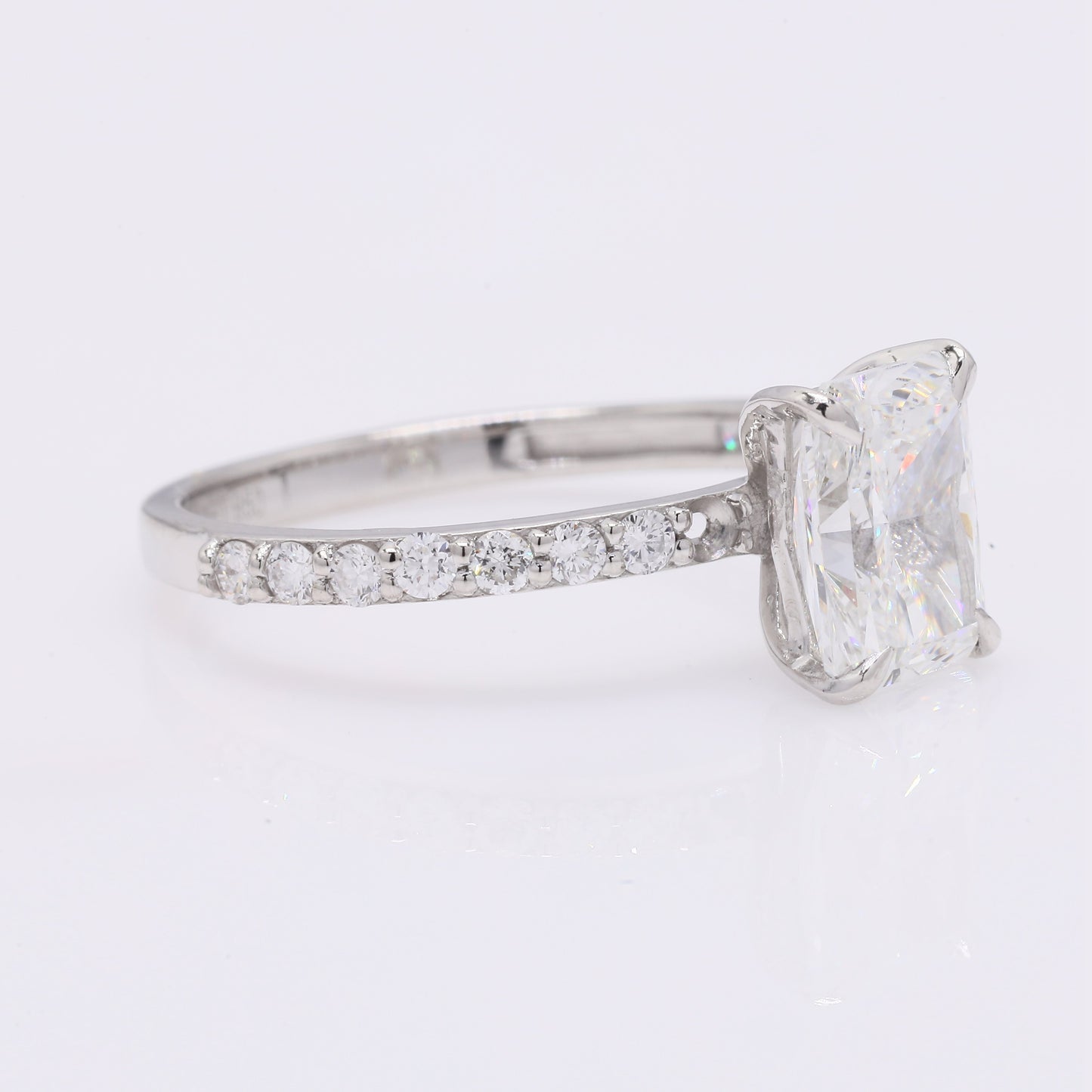 2.12 Ct Cut Cornere Rectangular Modifie Brilliant Lab Grown Diamond 950 Platinum Ring