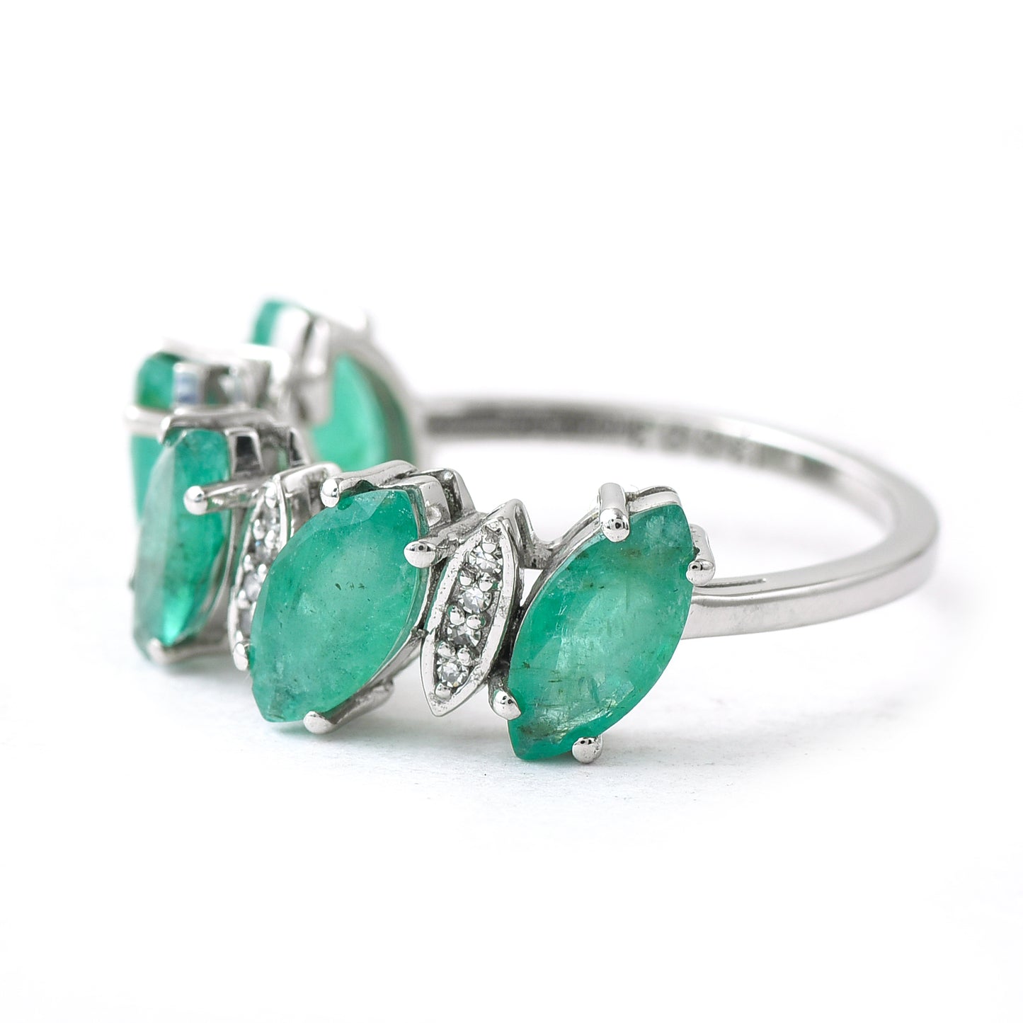 3.56 Ct Marquise Mixed Cut Natural Emerald 950 Platinum Ring