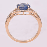 1.98 Ct Oval Mixed Cut Natural Sapphire 14K Gold Ring