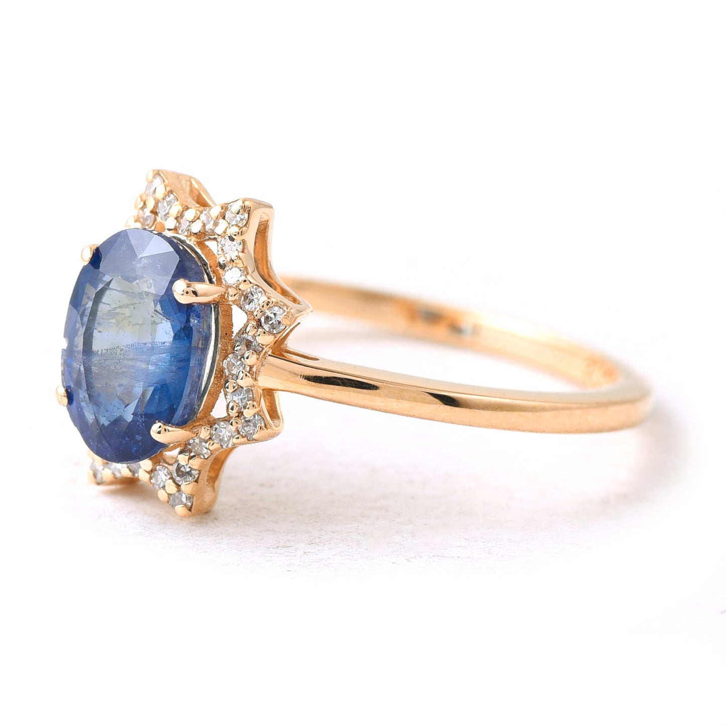 1.78 Ct Oval Mixed Cut Natural Sapphire 14K Gold Ring