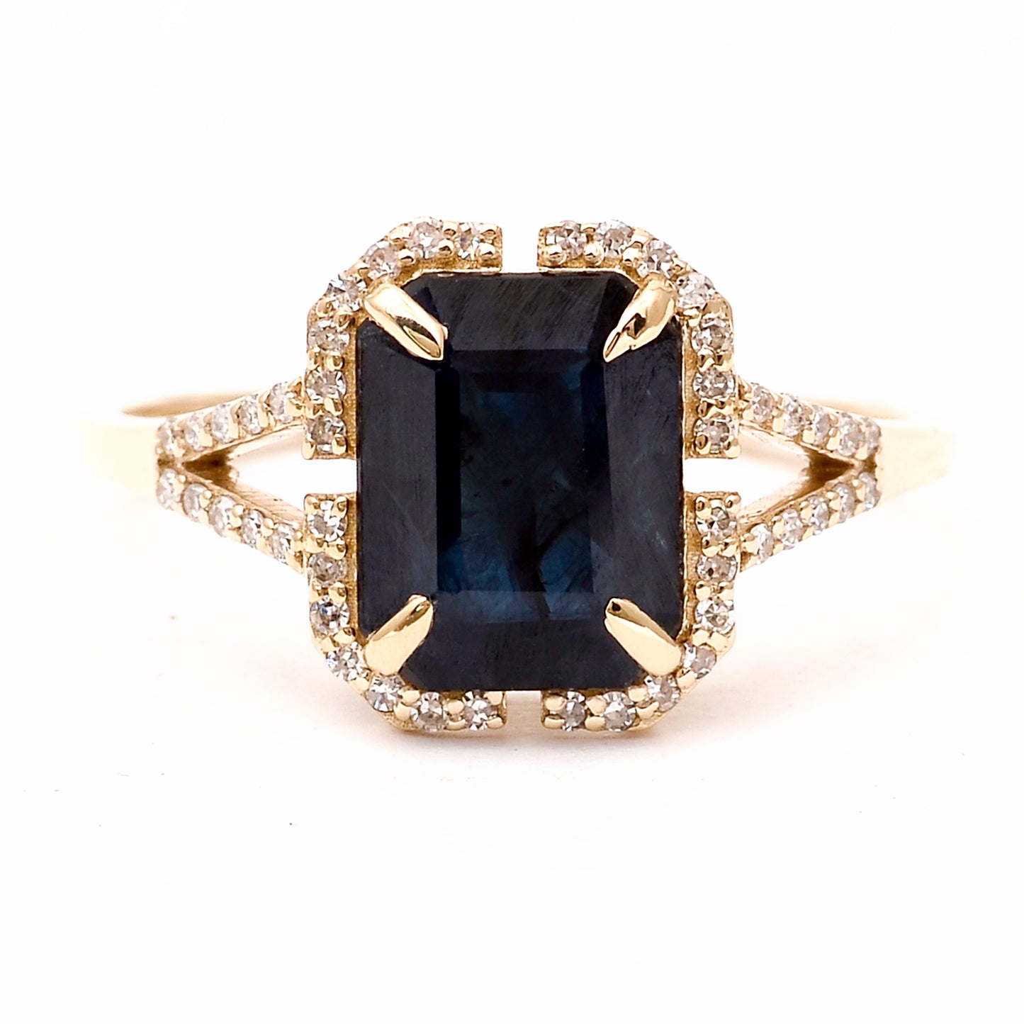2.51 Ct Octagon Natural Sapphire 14K Gold Ring
