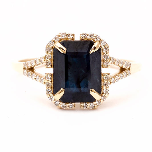 2.51 Ct Octagon Natural Sapphire 14K Gold Ring