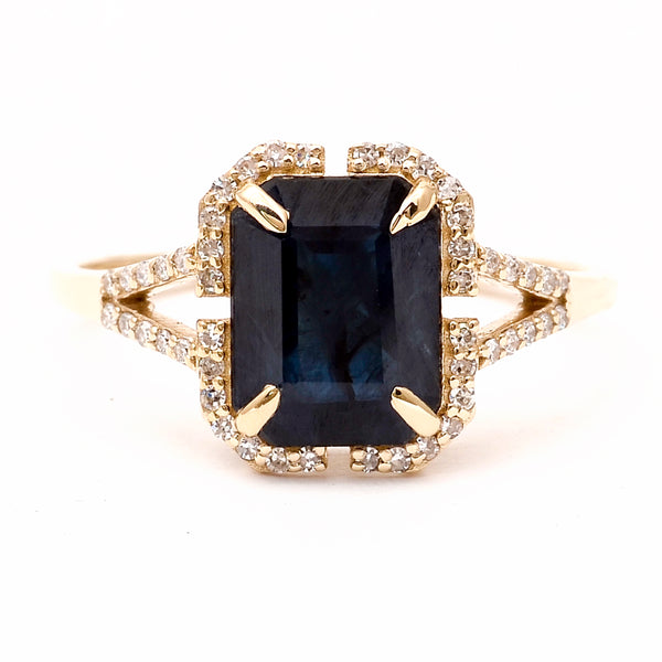 2.51 Ct Octagon Natural Sapphire 14K Gold Ring