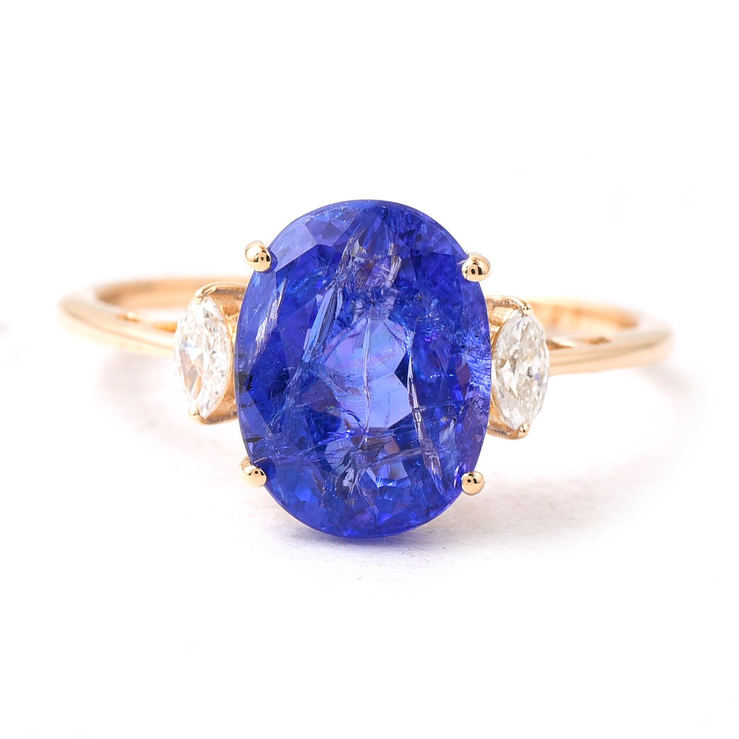 3.57 Ct Oval Tanzanite 14K Gold Ring