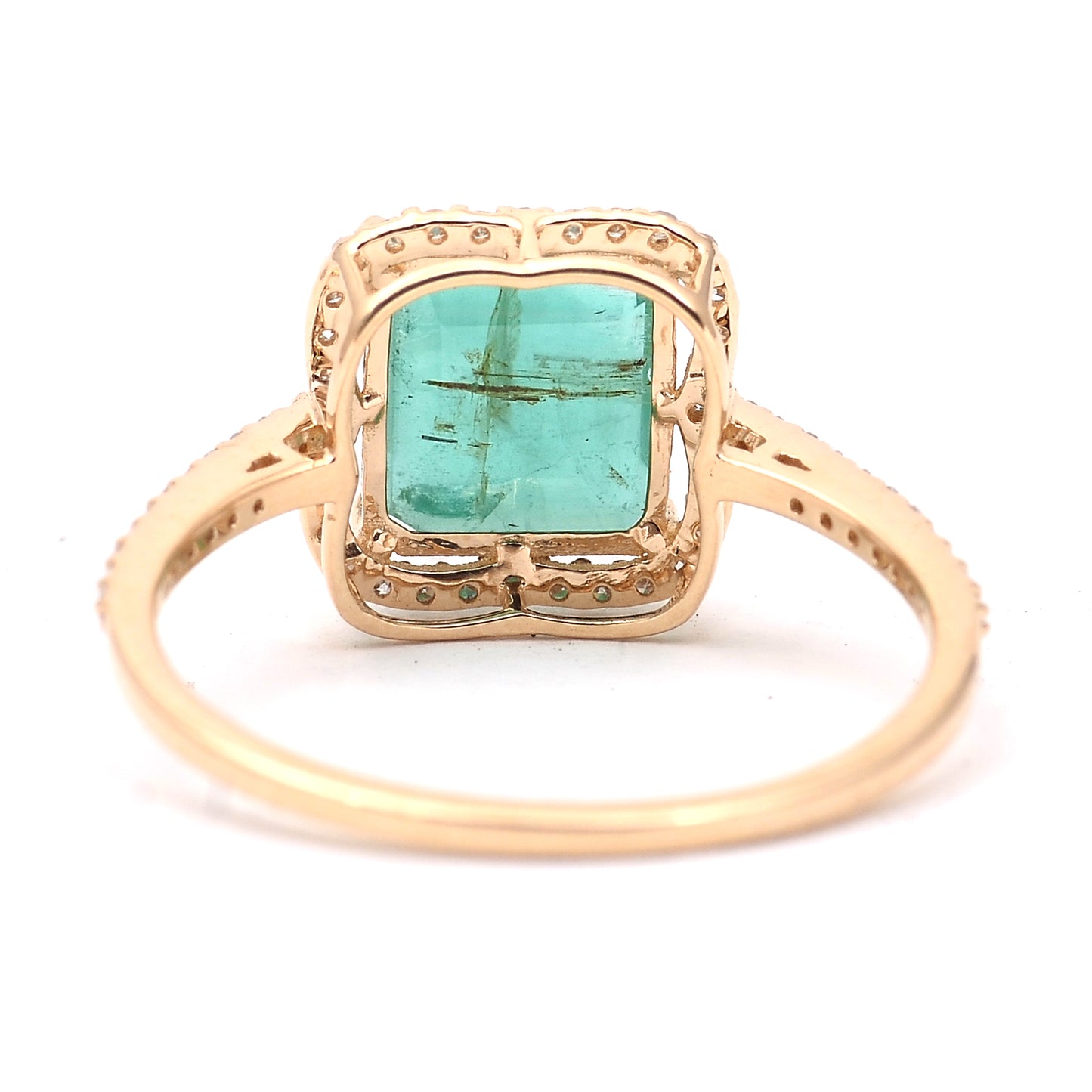 1.94 Ct Octagon Step Cut Natural Emerald 14K Gold Ring