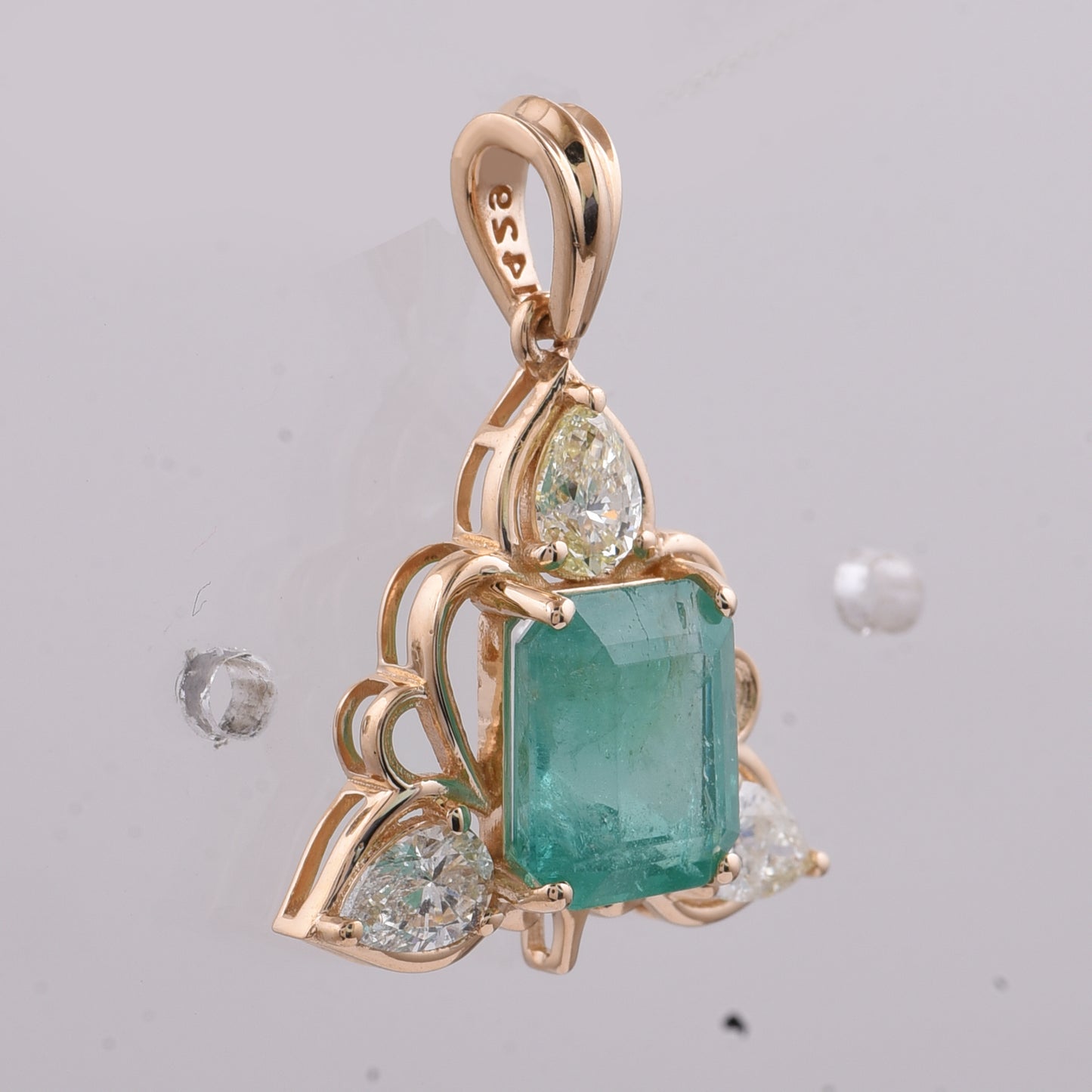 3.29 Ct Octagon Step Cut Natural Emerald 14K Gold Pendant
