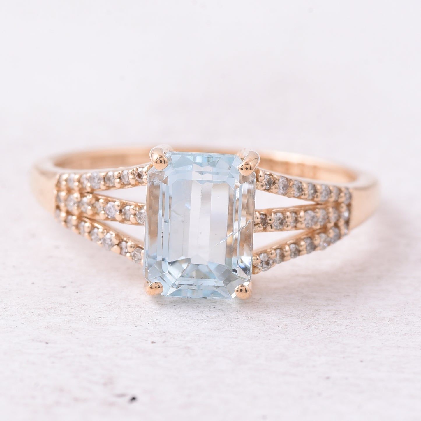 1.62 Ct Octagon Step Cut Natural Aquamarine 14K Gold Ring