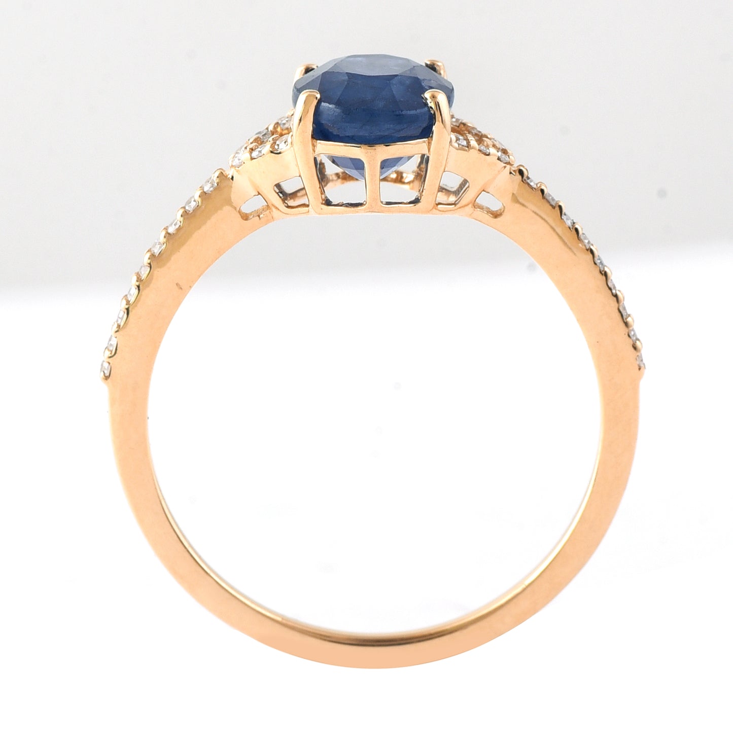 2.09 Ct Oval Mixed Cut Natural Sapphire 14K Gold Ring
