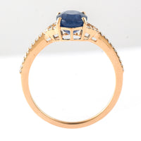 2.09 Ct Oval Mixed Cut Natural Sapphire 14K Gold Ring