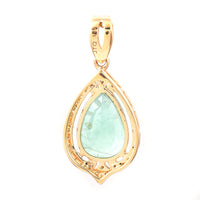 1.75 Ct Pear Mixed Cut Natural Emerald 14K Gold Pendant