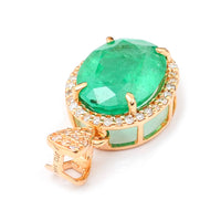 2.49 Ct Oval Mixed Cut Natural Emerald 14K Gold Pendant