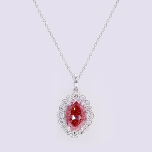 3.66 Carats Fancy Vivid Pink Lab Grown Diamond 14K Gold Pendant
