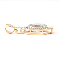 1.86 Ct Oval Mixed Cut Natural Aquamarine 14K Gold Pendant