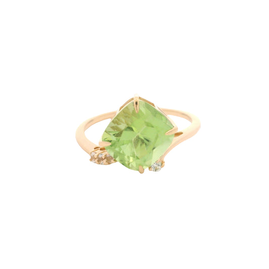 3.55 Ct Cushion Peridot 14K Gold Ring