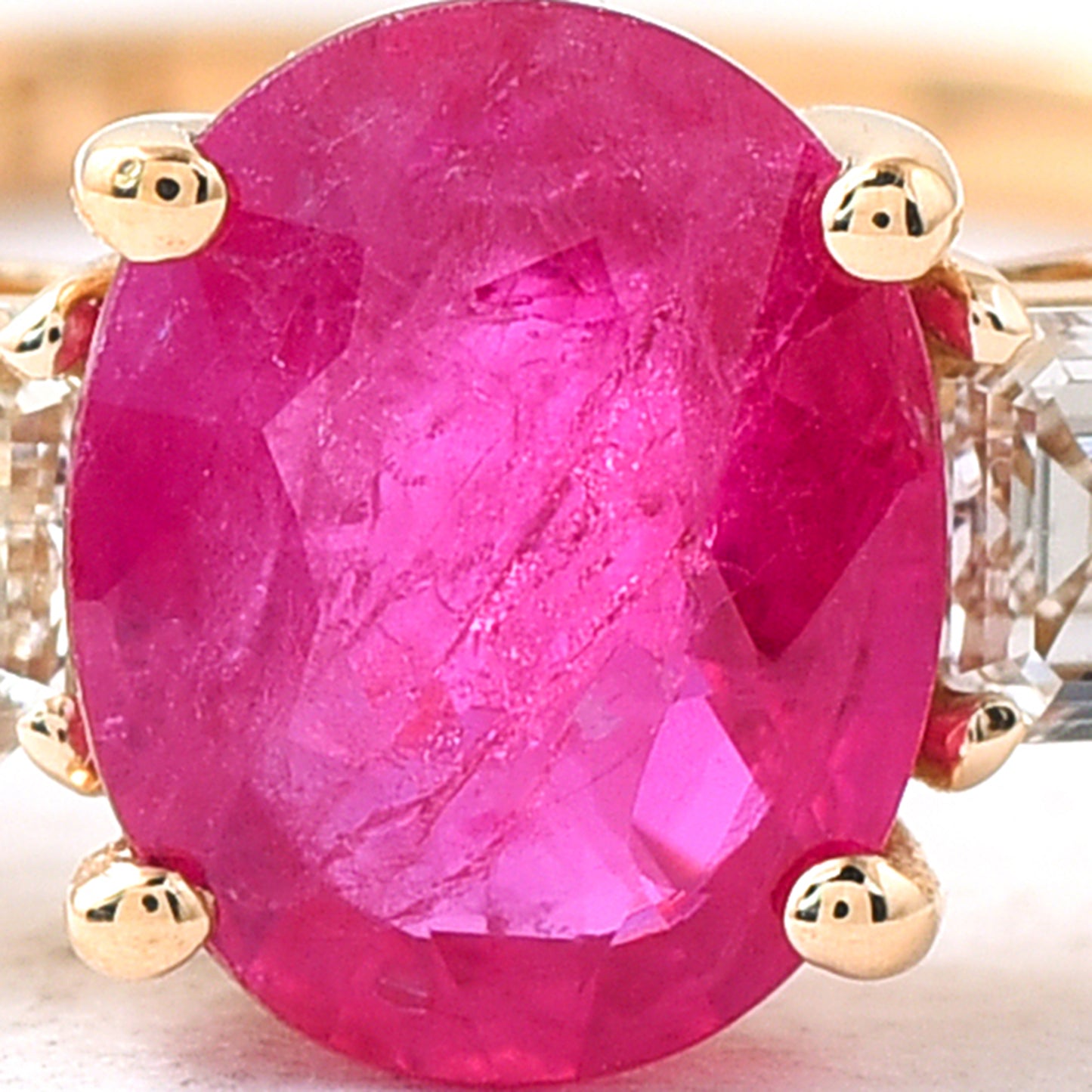 1.52 Ct Oval Mixed Cut Natural Ruby 14K Gold Ring