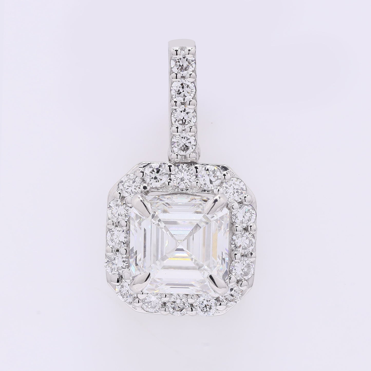 2.14 Ct Square Emerald Cut Lab Grown Diamond 950 Platinum Pendant