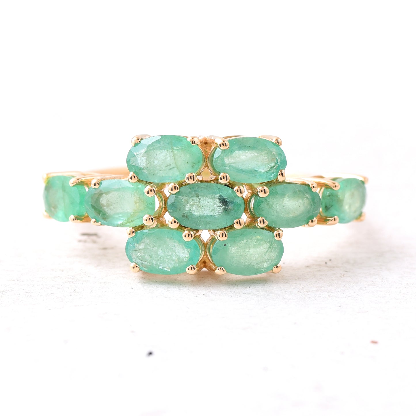 3.53 Ct Oval Mixed Cut Natural Emerald 14K Gold Ring
