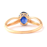 1.49 Ct Oval Mixed Cut Natural Sapphire 14K Gold Ring