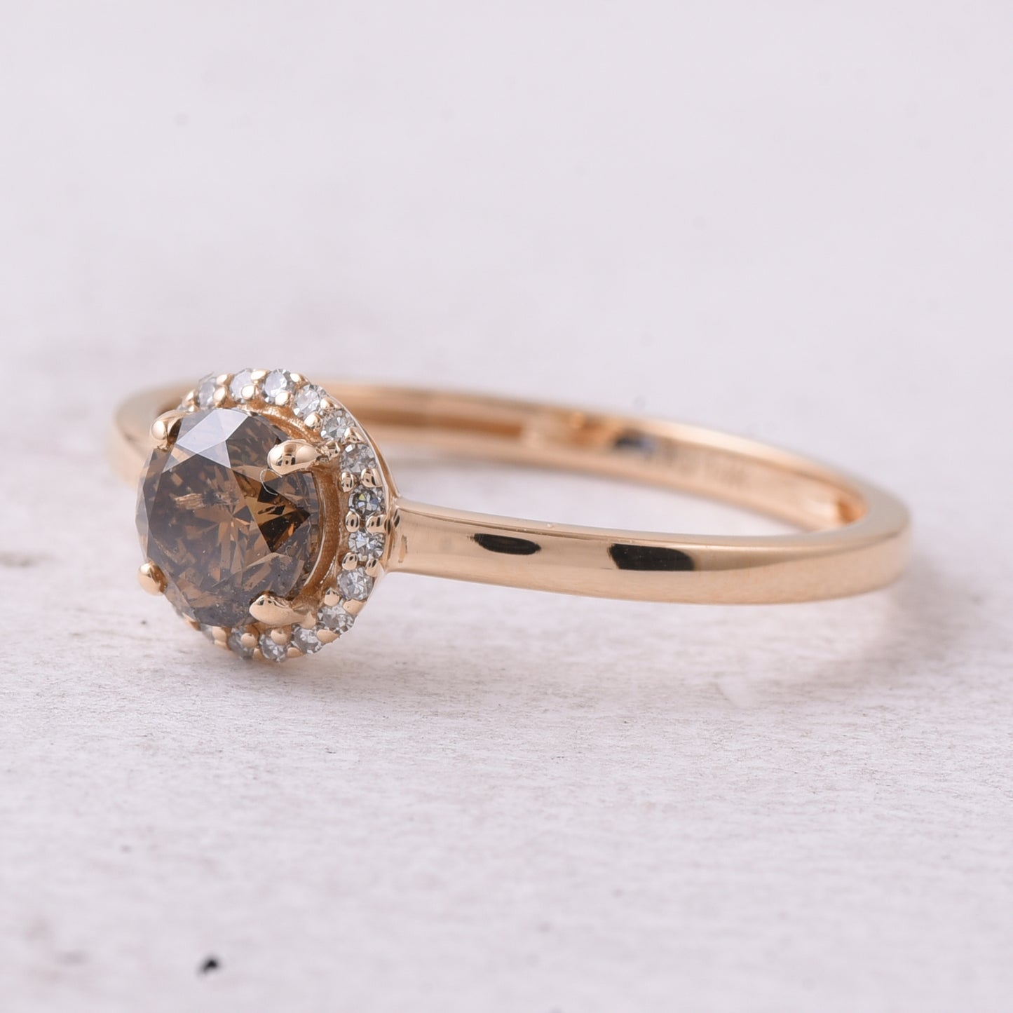 0.75 Ct Round Dark Brown Diamond 14K Gold Ring