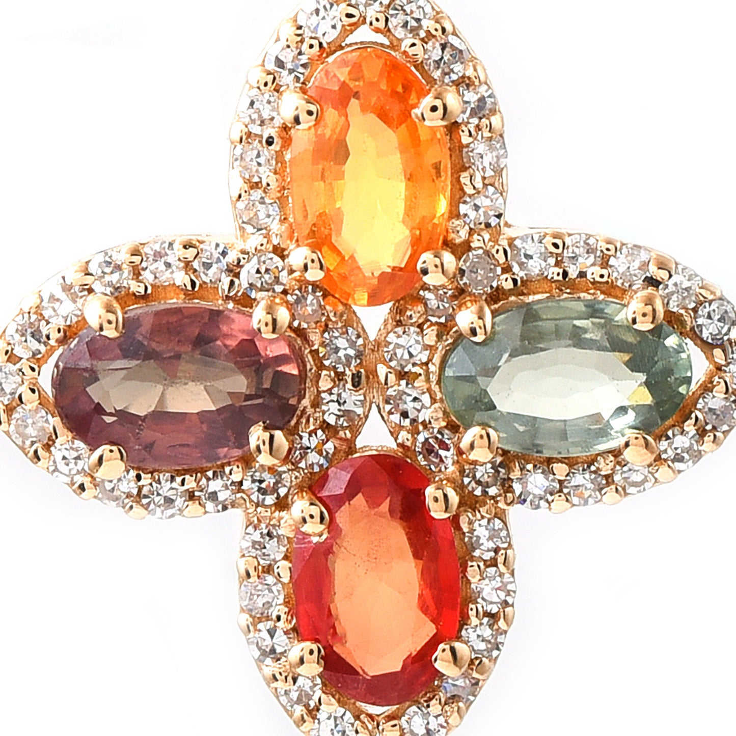 1.41 Ct Oval Mixed Cut Natural Multi-Coloured Sapphire 14K Gold Pendant