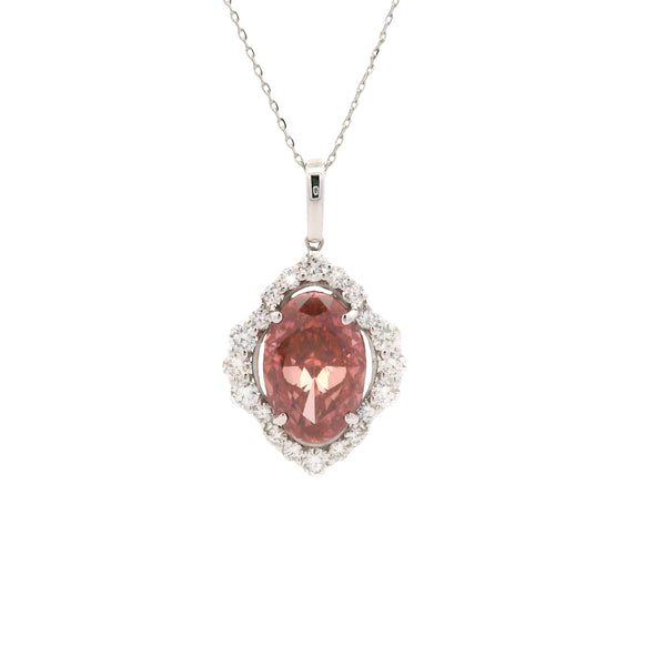 5.86 Carats Pink Lab Grown Diamond 14K Gold Pendant